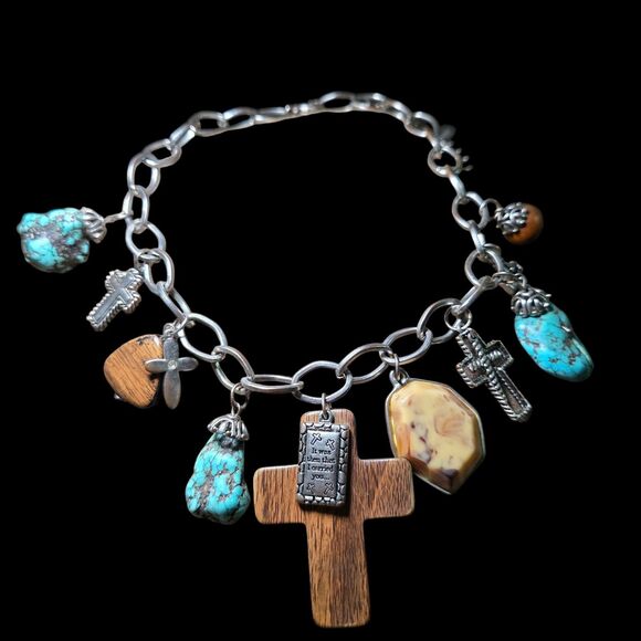 Unbranded Jewelry - Womens Necklace Silvertone Multiple Cross Charm Faith Encouragement Southwestern